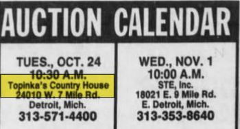 Topinkas Country House - Oct 1989 Auction (newer photo)